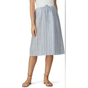 Sita Murt NWT 100% Linen Midi Skirt Sz 38 (Small/6) Womens Blue White Drawstring